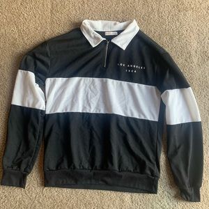 black and white long sleeve polo shirt
